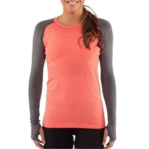 LULULEMON Size 4 Run Swiftly Tech Long Sleeve Athletic Running Top Deep Coral
